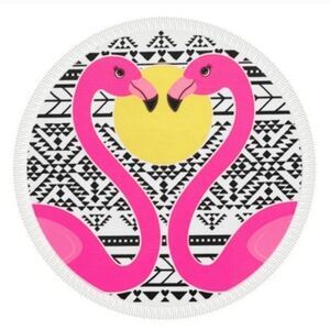 New! Flamingo Round Microfiber Beach Towel